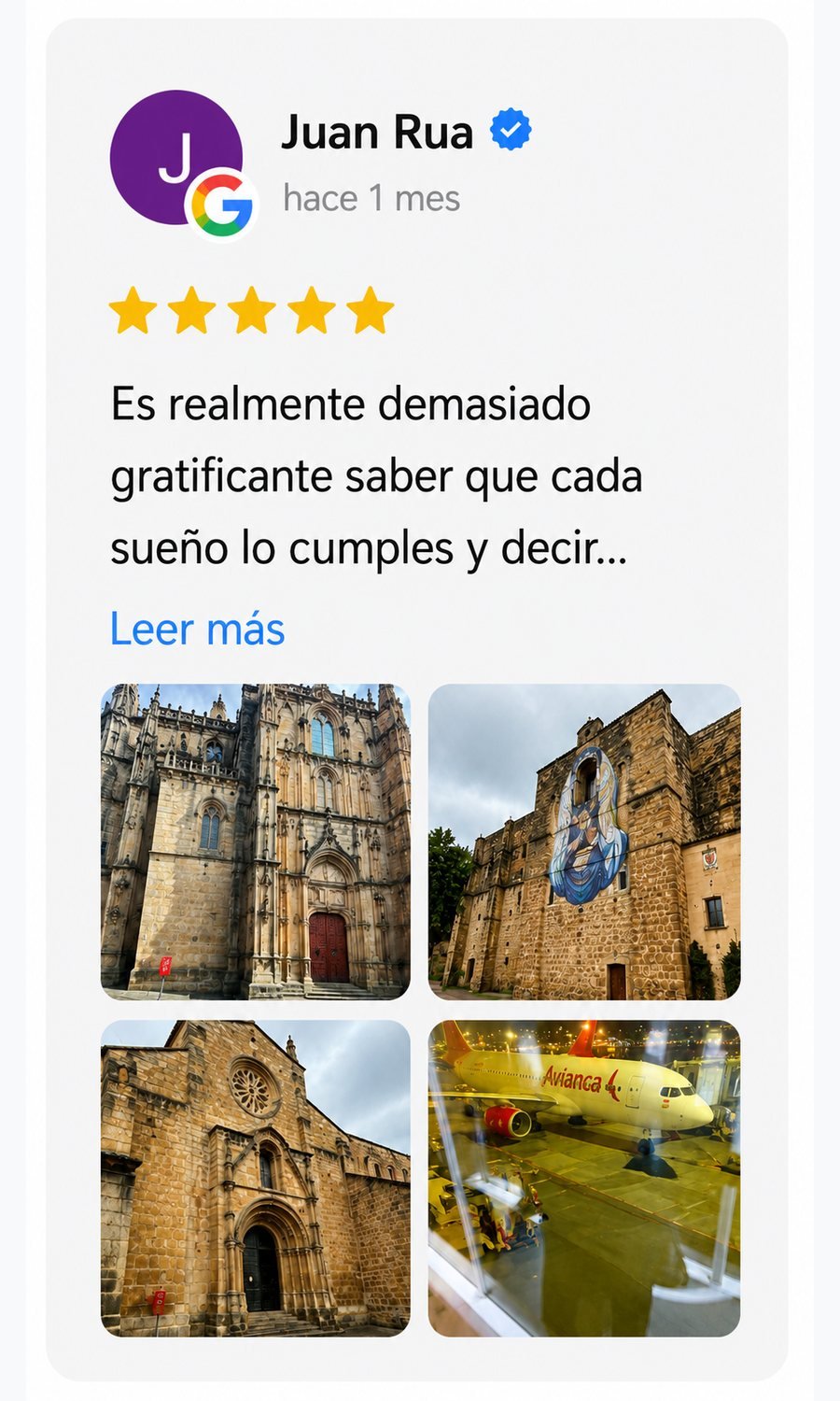 Reseña de Google de Juan Rua sobre StartFly