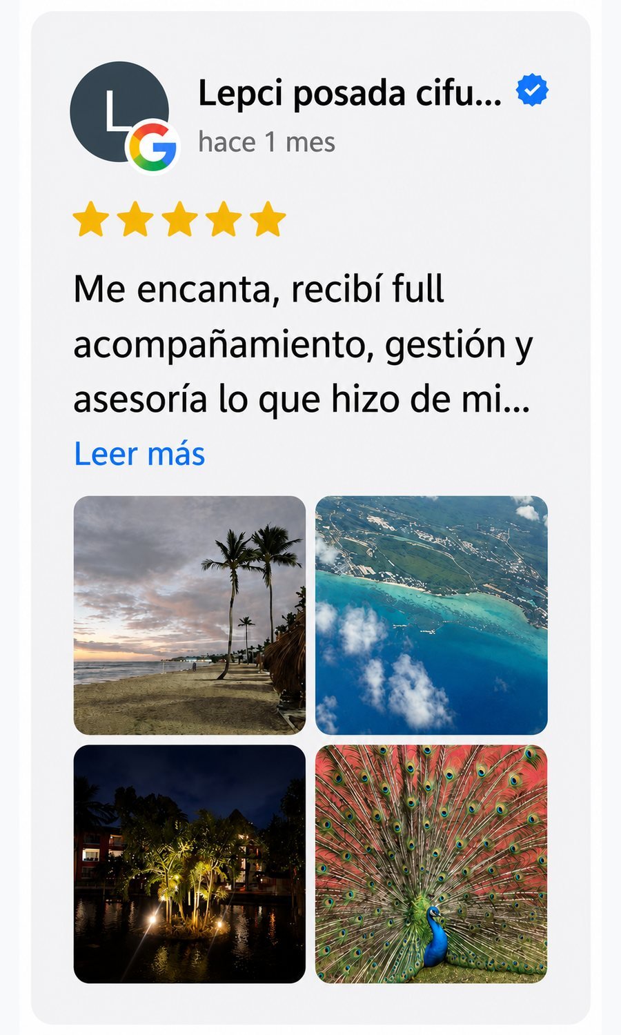 Reseña de Google de Lepci Posada sobre acompañamiento StartFly